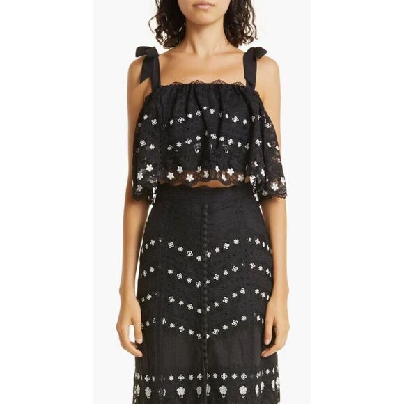 Saloni Jemi Pleated Crop Top, in Multicolor NWT Size 8 - Picture 3 of 11